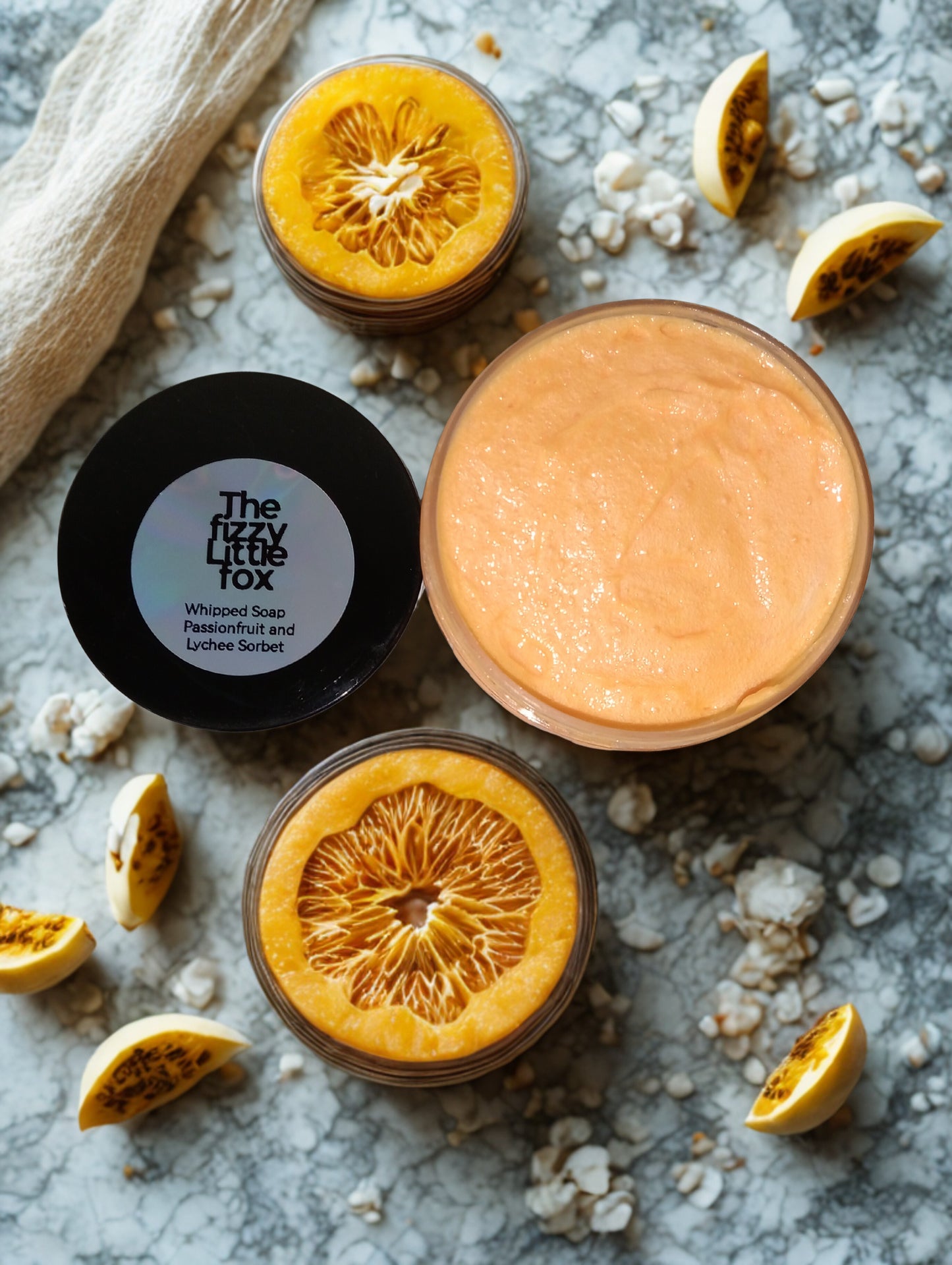 Passionfruit and Lychee Sorbet Whipped Soap